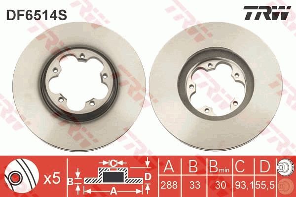 Tarcza hamulcowa TRW DF6514S