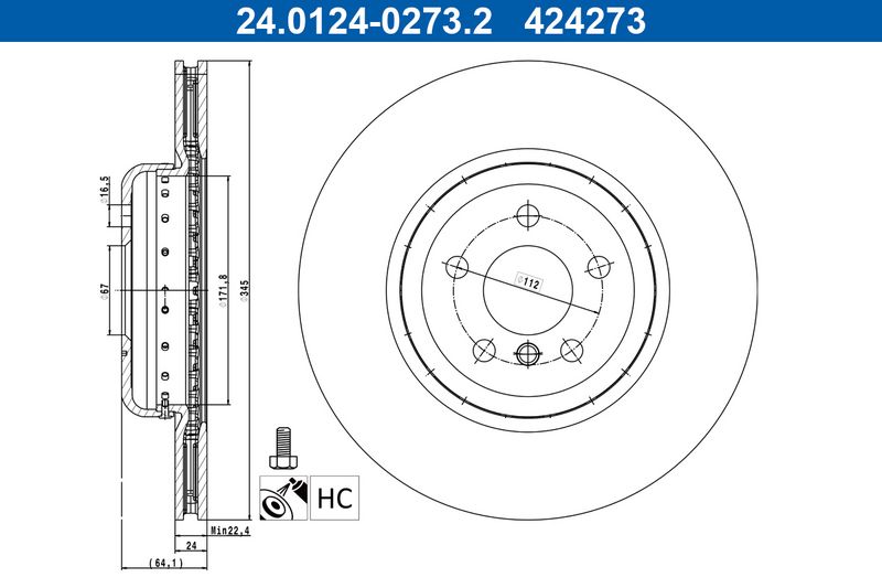 Tarcza hamulcowa Ate 24.0124-0273.2