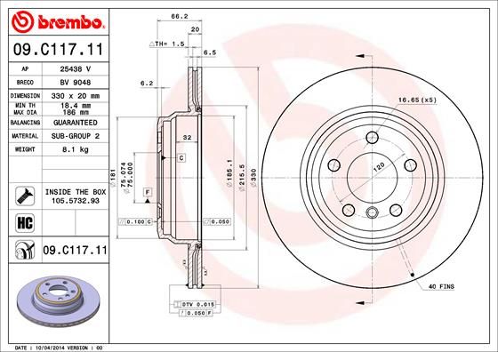 Tarcza hamulcowa BREMBO 09.C117.11