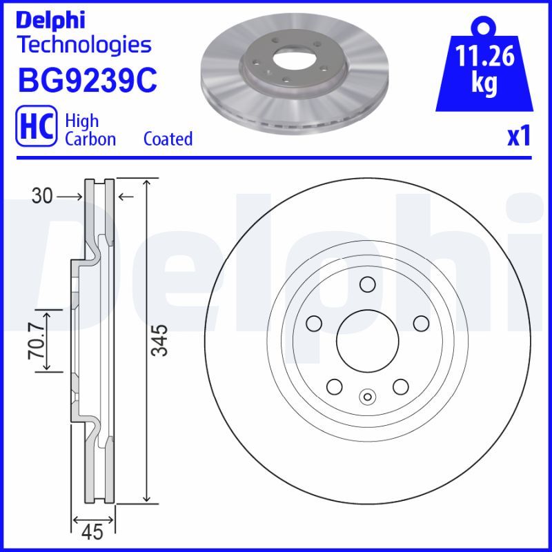 Tarcza hamulcowa DELPHI BG9239C