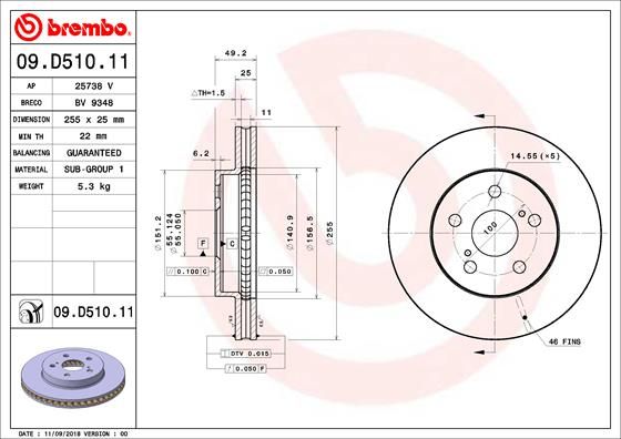 Tarcza hamulcowa BREMBO 09.D510.11
