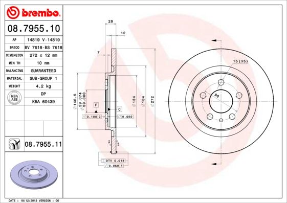 Tarcza hamulcowa BREMBO 08.7955.11