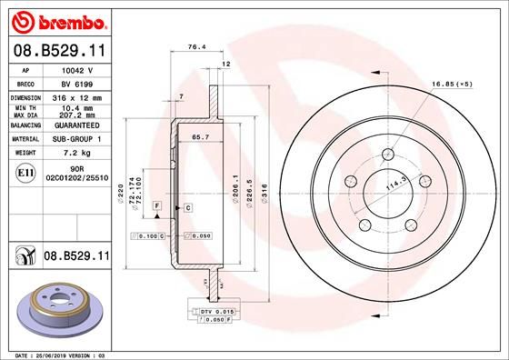 Tarcza hamulcowa BREMBO 08.B529.11