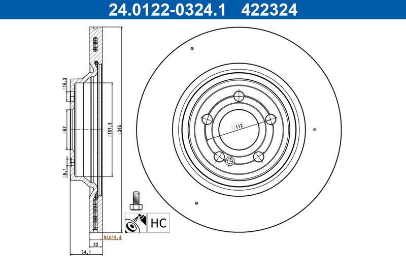 Tarcza hamulcowa Ate 24.0122-0324.1