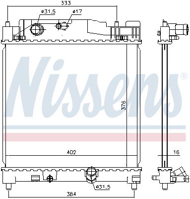 Chłodnica, układ chłodzenia silnika NISSENS 646915