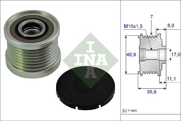 Alternator - sprzęgło jednokierunkowe INA 535 0081 10