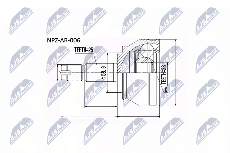 Zestaw przegubu, wał napędowy NTY NPZ-AR-006