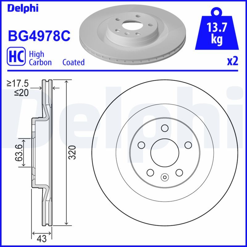 Tarcza hamulcowa DELPHI BG4978C