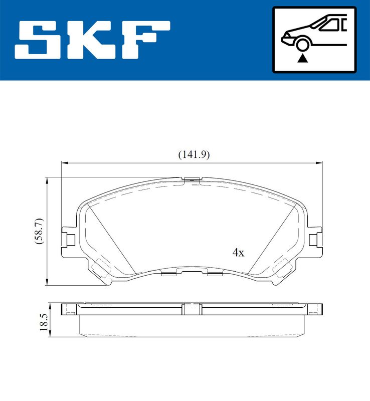 Zestaw klocków hamulcowych, hamulce tarczowe SKF VKBP80076