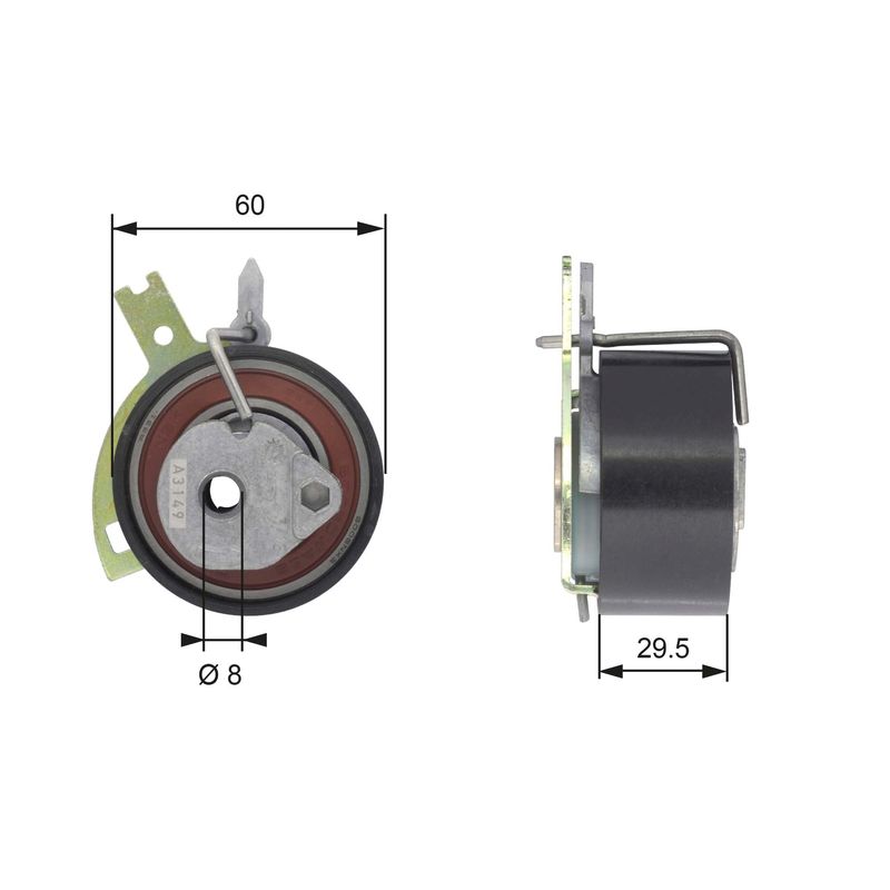 Rolka napinacza, pasek rozrządu GATES t43186
