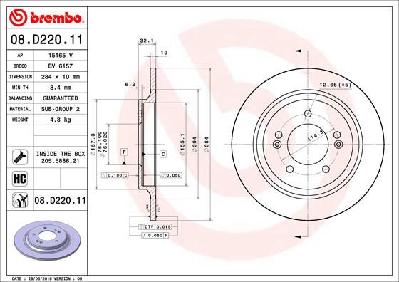 Tarcza hamulcowa BREMBO 08.D220.11
