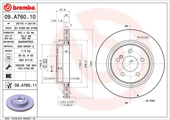 Tarcza hamulcowa BREMBO 09.A760.11
