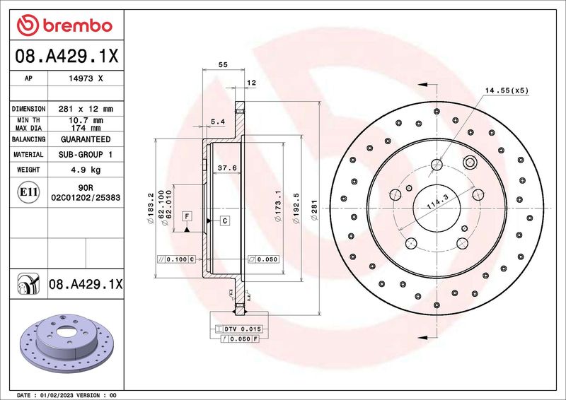 Tarcza hamulcowa BREMBO 08.A429.1X