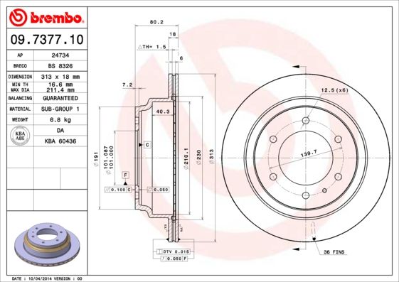 Tarcza hamulcowa BREMBO 09.7377.10