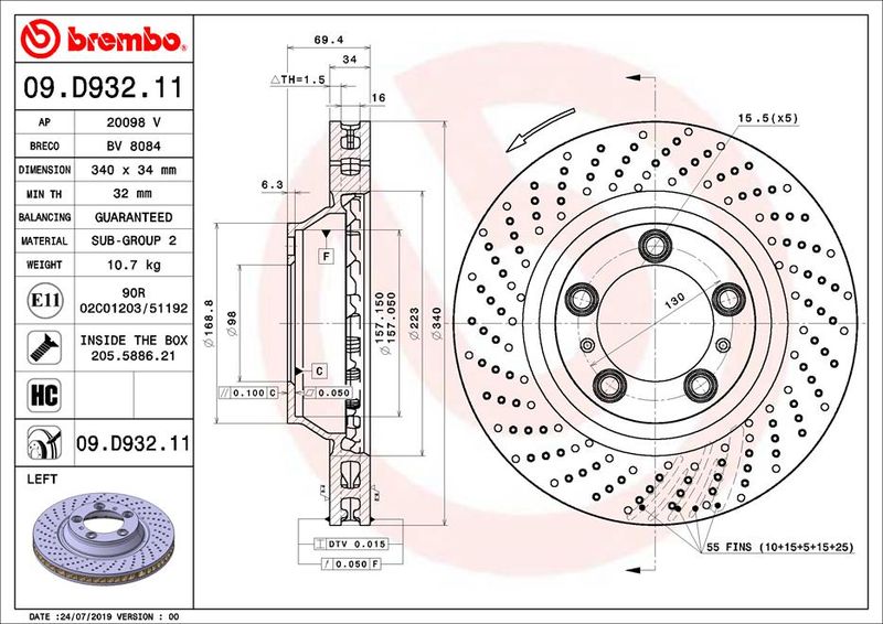 Tarcza hamulcowa BREMBO 09.D932.11