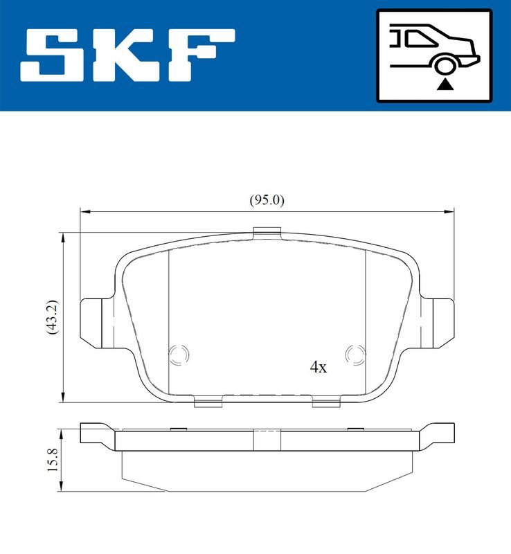 Zestaw klocków hamulcowych, hamulce tarczowe SKF VKBP 90072