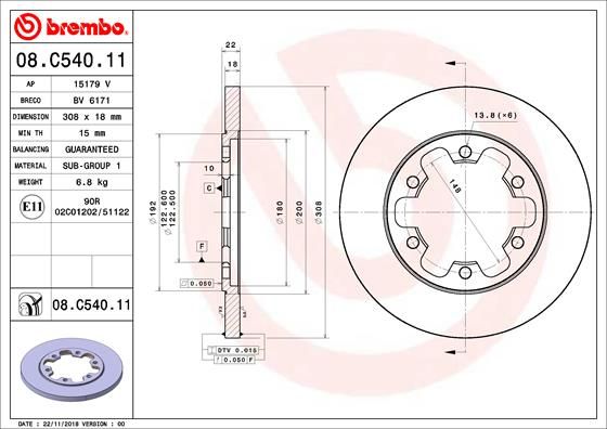 Tarcza hamulcowa BREMBO 08.C540.11