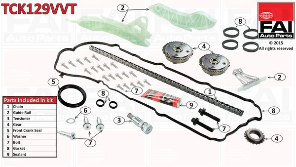 Zestaw łańcucha rozrządu FAI AutoParts tck129vvt