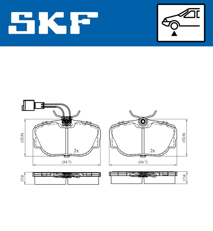 Zestaw klocków hamulcowych, hamulce tarczowe SKF VKBP80480E