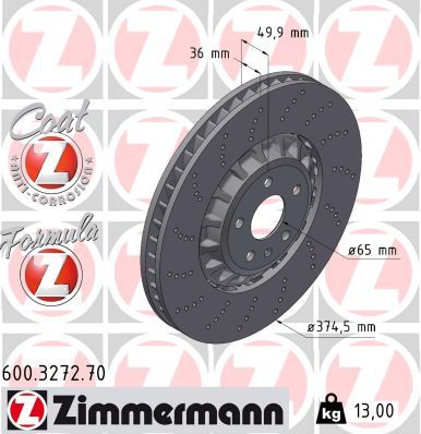 Tarcza hamulcowa ZIMMERMANN 600.3272.70