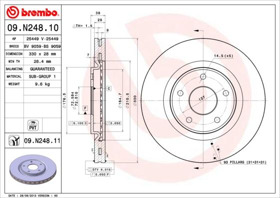 Tarcza hamulcowa BREMBO 09.N248.11