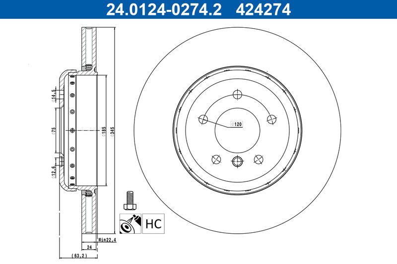 Tarcza hamulcowa Ate 24.0124-0274.2
