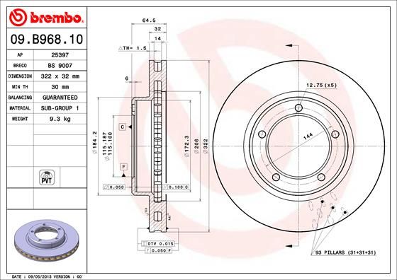 Tarcza hamulcowa BREMBO 09.B968.11