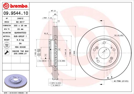 Tarcza hamulcowa BREMBO 09.9544.11