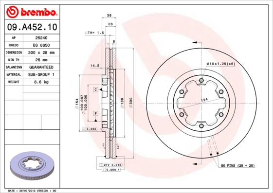 Tarcza hamulcowa BREMBO 09.A452.10