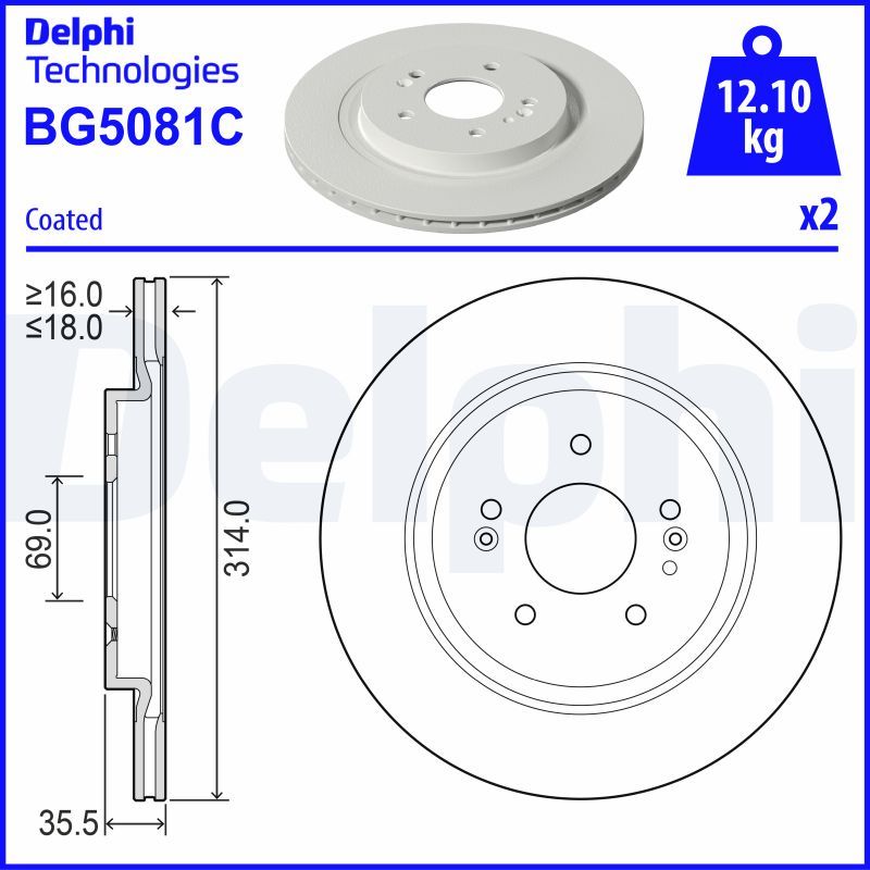 Tarcza hamulcowa DELPHI BG5081C