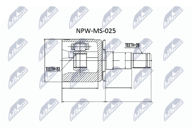 Zestaw przegubu, wał napędowy NTY NPW-MS-025