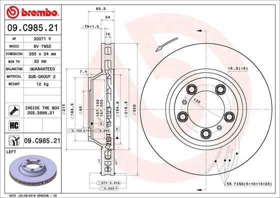 Tarcza hamulcowa BREMBO 09.C985.21
