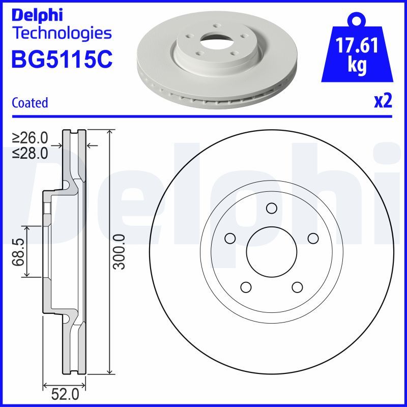 Tarcza hamulcowa DELPHI BG5115C