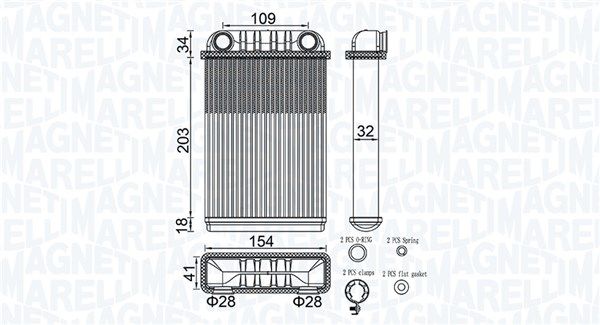 Wymiennik ciepła, ogrzewanie wnętrza MAGNETI MARELLI 350218512000