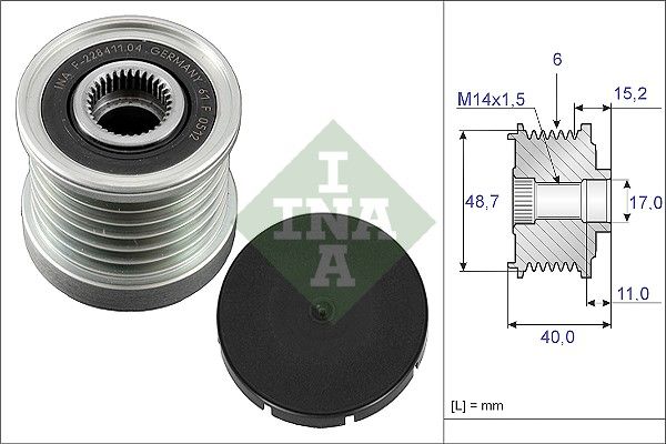 Alternator - sprzęgło jednokierunkowe INA 535003810