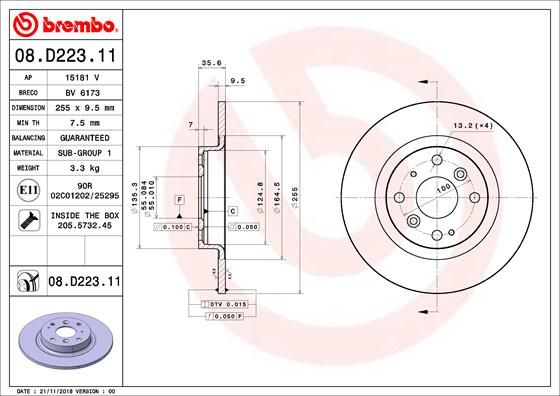 Tarcza hamulcowa BREMBO 08.D223.11