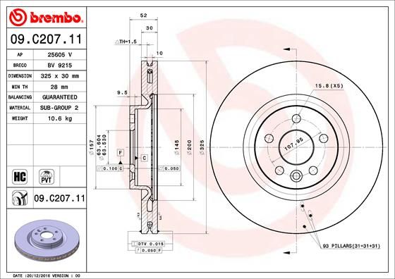 Tarcza hamulcowa BREMBO 09.C207.11