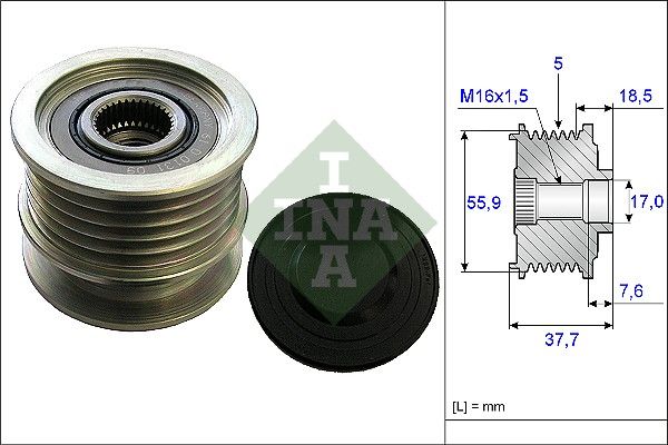 Alternator - sprzęgło jednokierunkowe INA 535016910