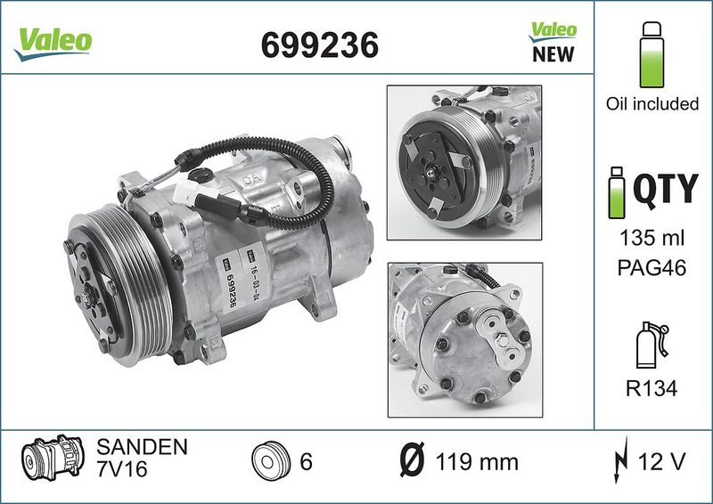 Sprężarka, klimatyzacja VALEO 699236
