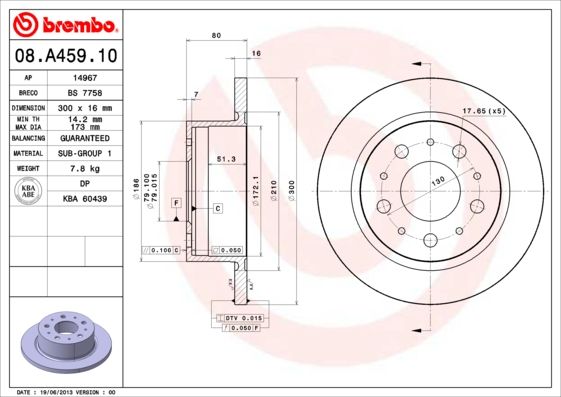 Tarcza hamulcowa BREMBO 08.A459.10