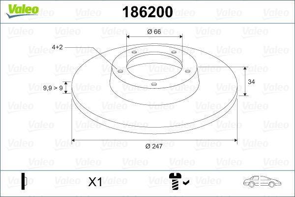 Tarcza hamulcowa VALEO 186200