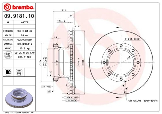 Tarcza hamulcowa BREMBO 09.9181.10
