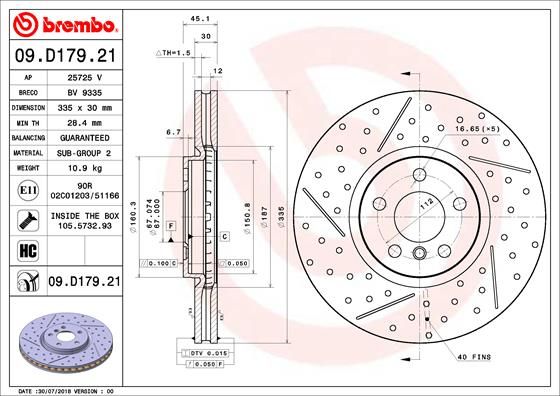 Tarcza hamulcowa BREMBO 09.D179.21