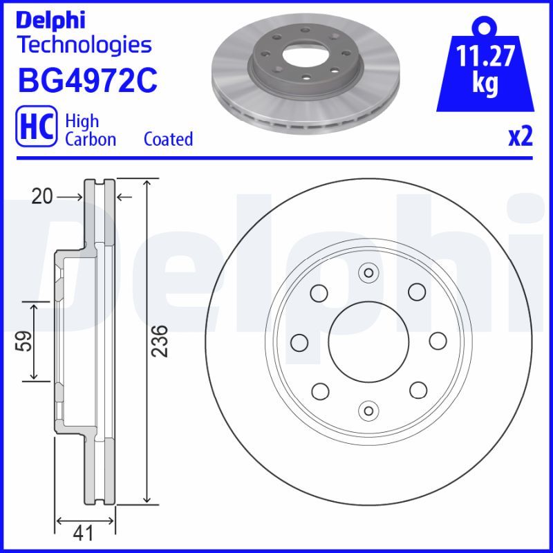 Tarcza hamulcowa DELPHI BG4972C