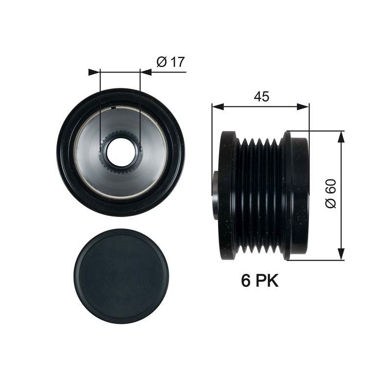 Alternator - sprzęgło jednokierunkowe GATES oap7155
