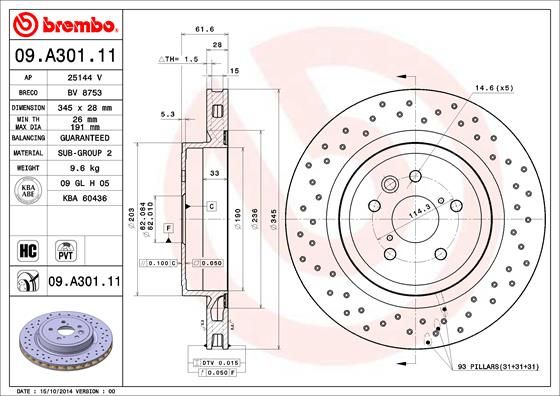 Tarcza hamulcowa BREMBO 09.a301.11