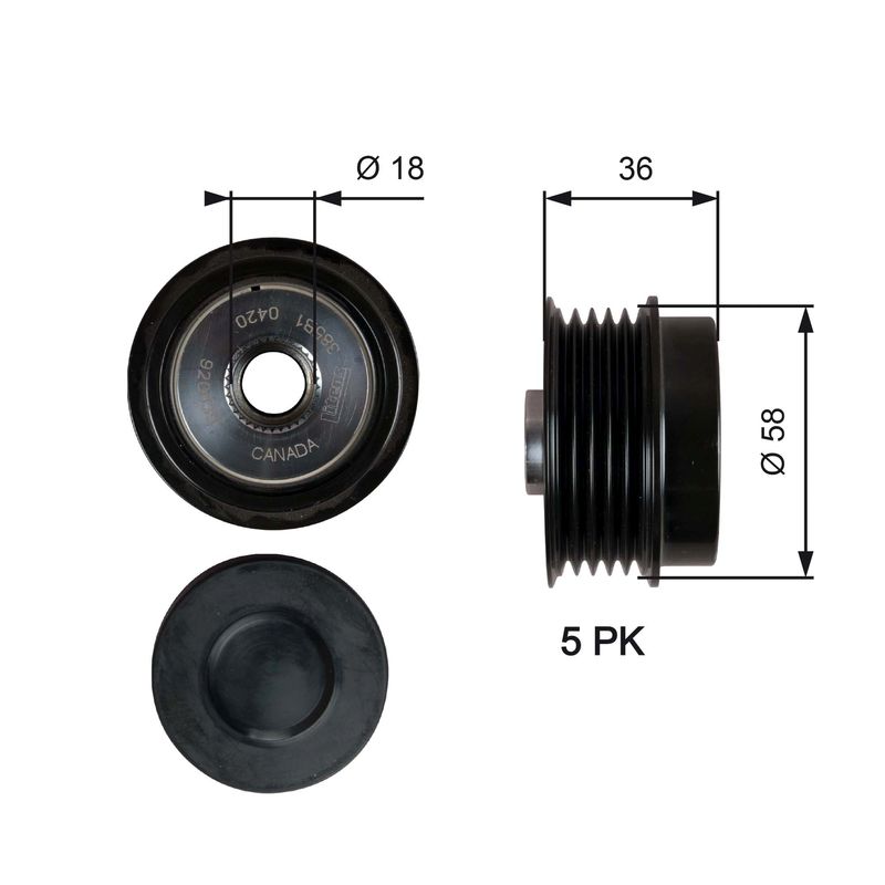 Alternator - sprzęgło jednokierunkowe GATES oap7214
