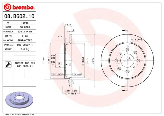 Tarcza hamulcowa BREMBO 08.B602.10
