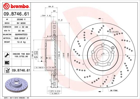 Tarcza hamulcowa BREMBO 09.b746.61