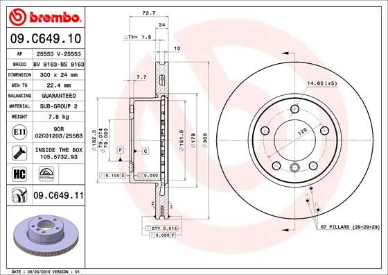 Tarcza hamulcowa BREMBO 09.C649.11